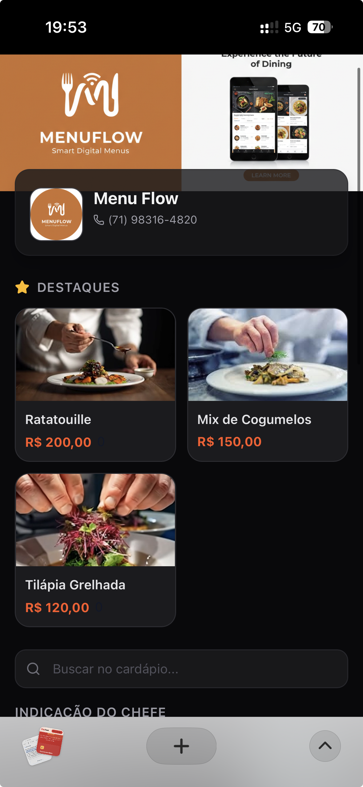 App PlayFood — tela principal